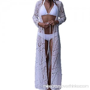 aBellety Ladies Bathing Suit Bikini Cover Up Swimsuit Beachwear Maxi Long Cardigan Floral Lace Kimono Coverups White B07DNC546P